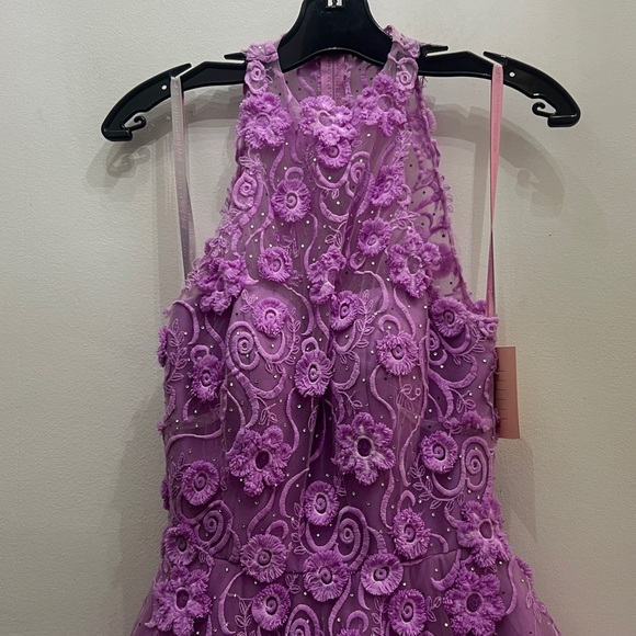 Blush prom halter, sleeveless Lilac Lace
3-D floral for prom or special occasion - Picture 10 of 15